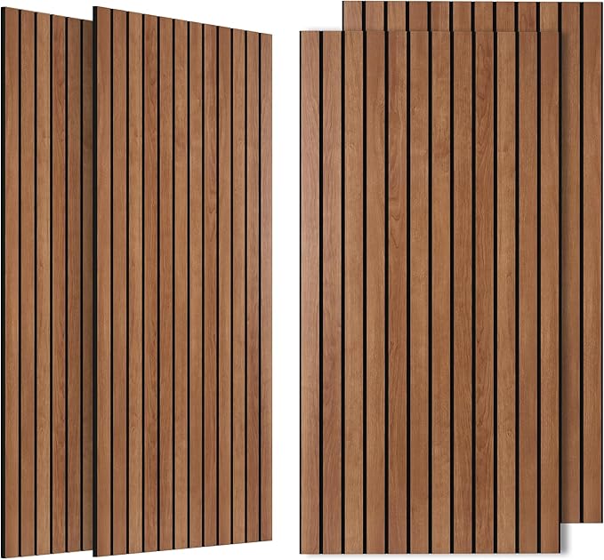 4 Pack Acoustic Panels Sound Absorbing, 47.2”x23.6” Sound Dampening Panels, Decorative Soundproof Wall Panels with Simulated Wood Grain Finish, for Office,Home Theater,Studio,Living Room, Cherry