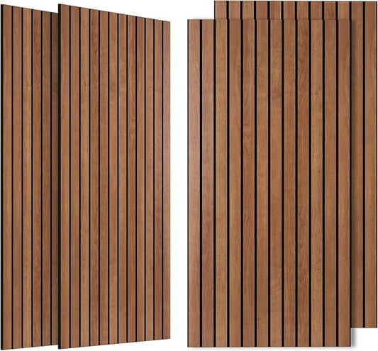 4 Pack Acoustic Panels Sound Absorbing, 47.2”x23.6” Sound Dampening Panels, Decorative Soundproof Wall Panels with Simulated Wood Grain Finish, for Office,Home Theater,Studio,Living Room, Cherry
