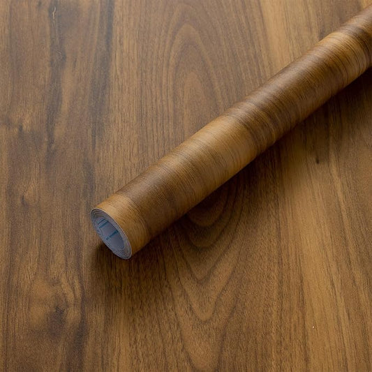 COSNIGHT Wood Contact Paper Peel and Stick - Brown Self Adhesive Vinyl Wrap Wooden Grain Waterproof Wallpaper - 15.7''x196'' Removable Nature Wall Paper for Cabinet Countertop Kitchen