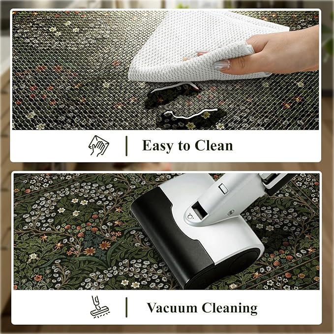 Collive Kitchen Mats Cushioned Anti Fatigue, Waterproof Kitchen Floor Mat Non Slip Desk Rugs Comfort Standing Rug for Sink, Office, Laundry, Home Decor, Dark Green