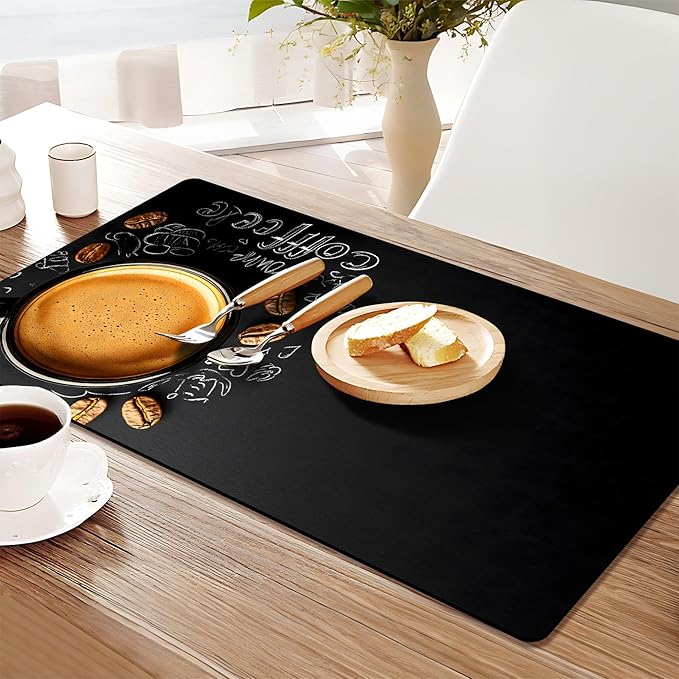 Coffee Mat 17"x32" - Extra Large Absorbent Non Slip Dish Drying Mat,Coffee Bar Accessories,Kitchen Counter Protector for Coffeemaker, Sink, Dining Decor