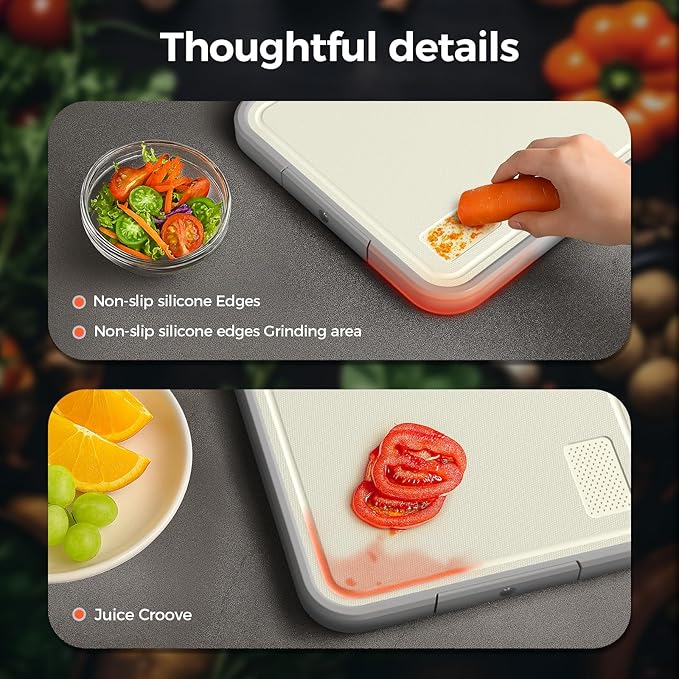 Sumzzz Stainless Steel Cutting Board for Kitchen, 2-in-1 Double-Sided Chopping Board, Food Grade Stainless Steel/PP (Silver, Set of 2(S+M))