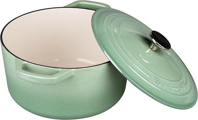 VORRINGARD Enameled Cast Iron Dutch Oven Pot with Lid, for Bread Baking, Round Bread Oven- include Sourdough Bread Baking Supplies set, 4.5QT, Sage Green