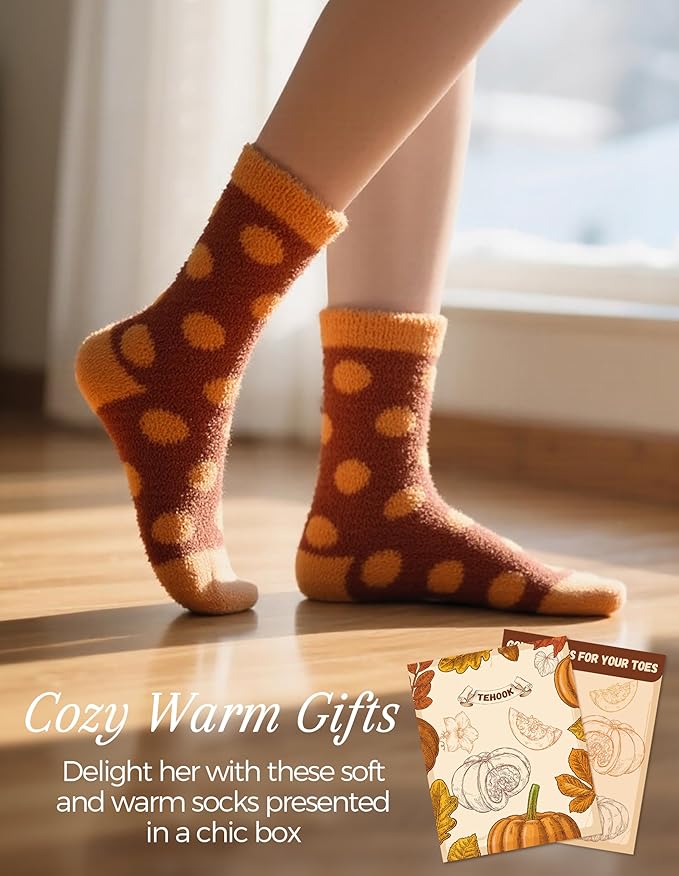 TEHOOK Warm & Cozy Gifts for Women, Fluffy Fuzzy Plush Sleeping Slipper Socks - Soft Warm Fabric