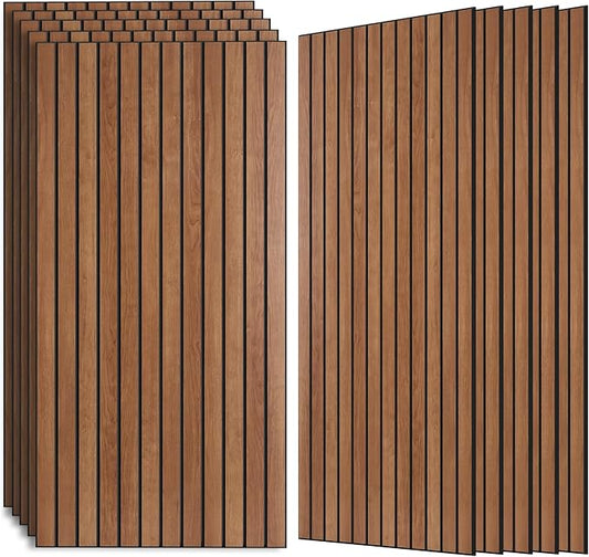 Wood Veneer Sound Panels, 10 Pack 47.2”x23.6” Wall Panels, Decorative Acoustic Panels for Walls, for Office,Home Theater,Studio,Living Room, Cherry(Mitred)