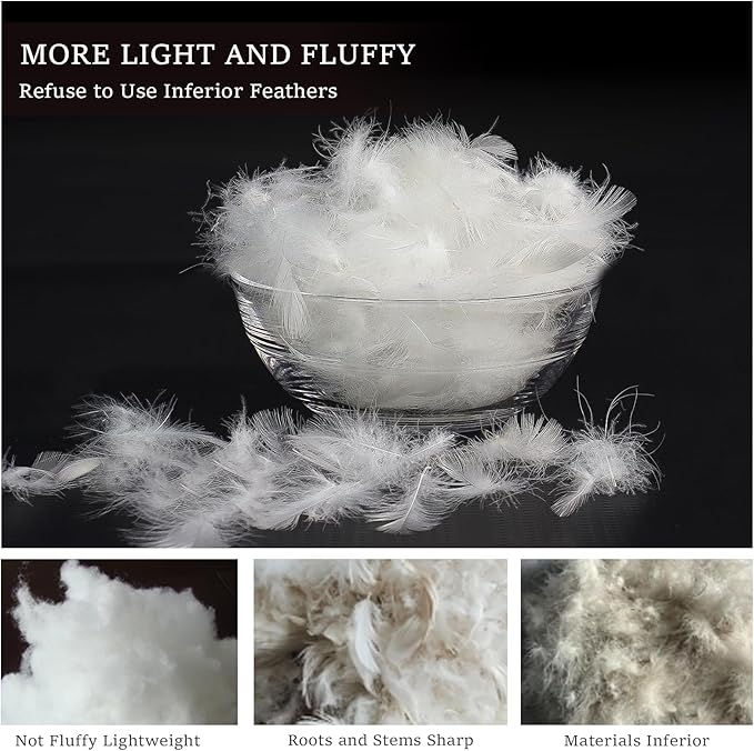MOOX Down Feathers Pillow Filling Stuffing with 10% Goose Down 90% Feather Fluffy Blend Fill DIY Upholstery Crafts for Couch Cushions Bed Pillow Inserts Stuffing (2.0, Pounds)