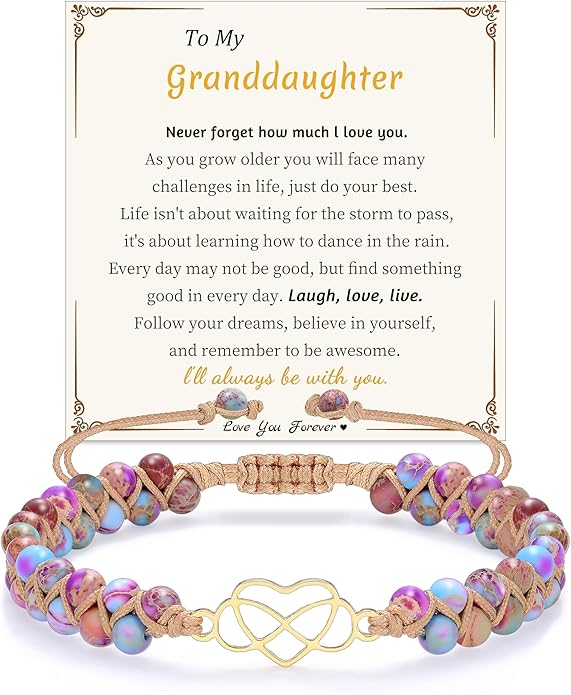 Mothers Day Gifts for Daughter Granddaughter, To My Mom Grandma Wife Girlfriend Sister Jasper Heart Bracelets Birthday Anniversary Christmas Stocking Stuffers Valentines Day Jewelry