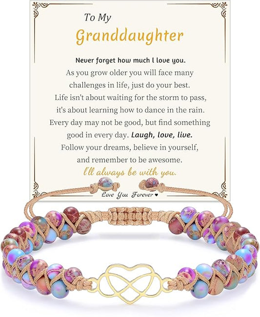 Mothers Day Gifts for Daughter Granddaughter, To My Mom Grandma Wife Girlfriend Sister Jasper Heart Bracelets Birthday Anniversary Christmas Stocking Stuffers Valentines Day Jewelry