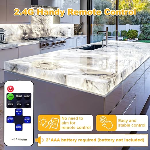Lichaser 8 Pack LED Backlight Sheet White 6000K 24V 36W, Dimmable LED Panel Sheet Compatible with Alexa, Flexible Backlit Light Remote & APP Control, 19.7X9.7 Inch for Marble, Onyx, Quartz Countertop