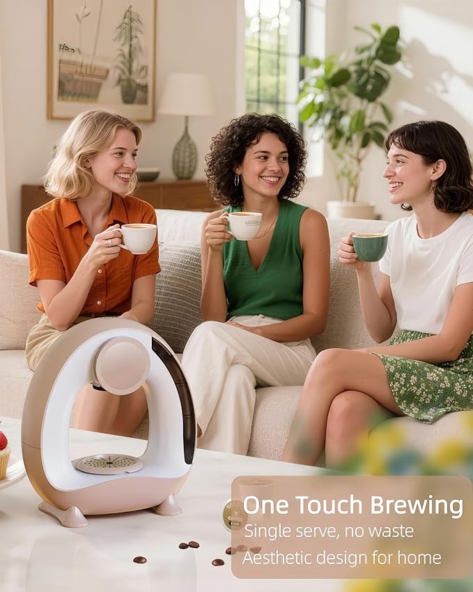 3 in 1 Single Serve Coffee Maker for K Cup,Ground Coffee and Tea Leaves,1400W 20s Fast Heating Mini K Cup Coffee Brewer,One Button Operation,Spring Easter Outdoor Portable for Small Spaces