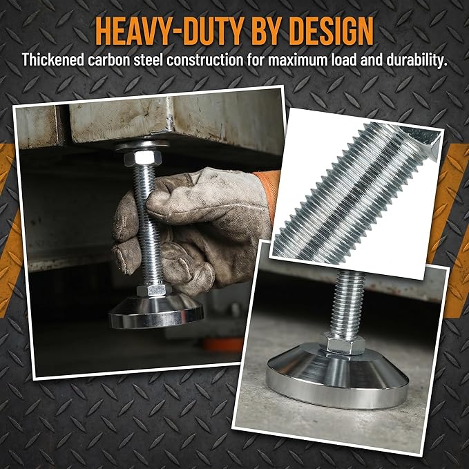 Machine Leveling feet, Heavy Duty Leveler Leg 3.15" Dia. Base, Leg Leveler M16 Thread, 3300 Lb Capacity,Capacity for Workbench, Machine, Cabinet (D80xM16x80,2 Pack,Silvery)