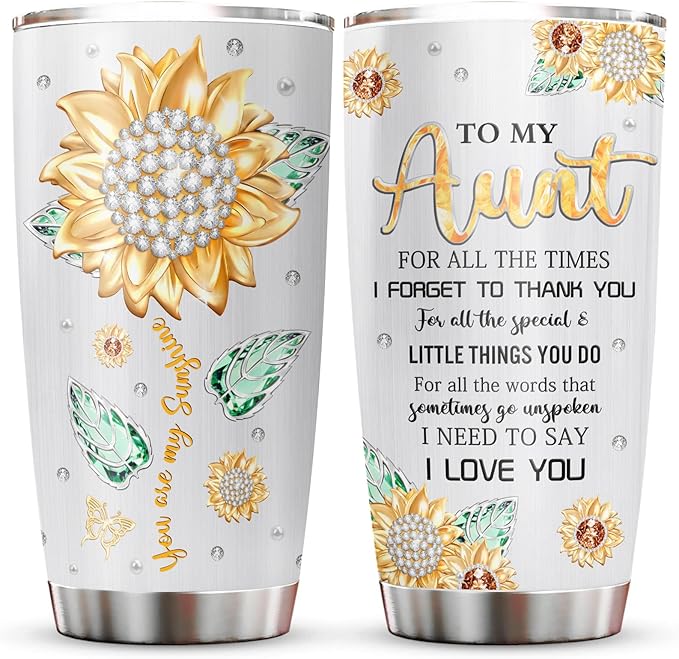 Muilzon Aunt Gifts Tumblers 20oz - Best Aunt Ever Gifts for Birthday Christmas Mothers Day Coffee Mug - Auntie Gift from Niece/Nephew - Unique Gift Ideas for Auntie Cup
