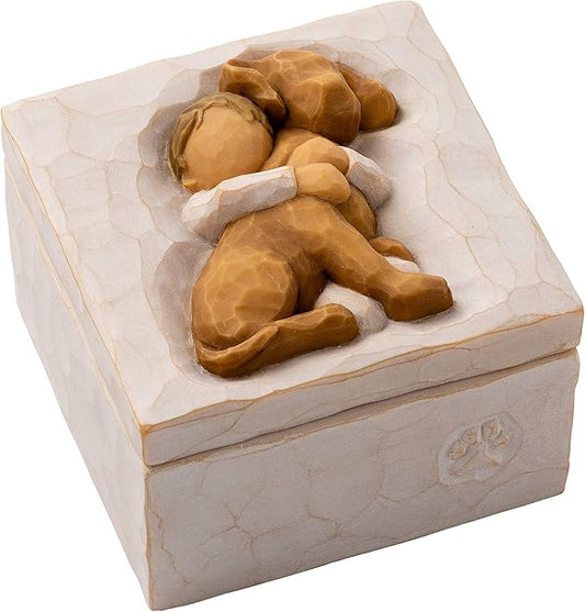 Willow Tree Hug (golden dog), sculpted hand-painted Keepsake Box