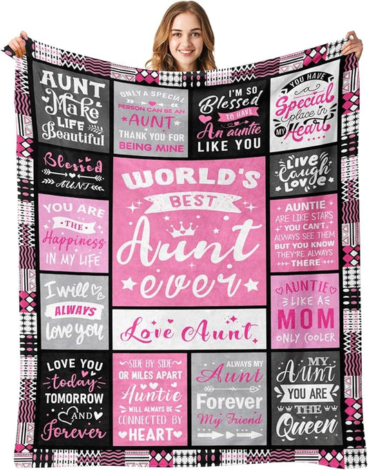 Mothers Day Birthday Gifts for Aunt - World's Best Aunt Ever Gifts from Niece Nephew - Favorite Auntie Birthday Gift Ideas - Christmas Valentines Day Presents for Auntie - Aunts Life Blanket 60"x80"