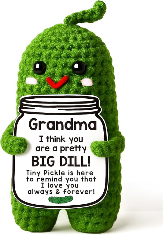 MAMAGIFTREE Grandma Birthday Gifts Mothers Day from Granddaughter Grandson, Crochet Pickle Plush Great Grandma Gifts Grandparents Day Gigi Nana Gift Ideas from Grandkids
