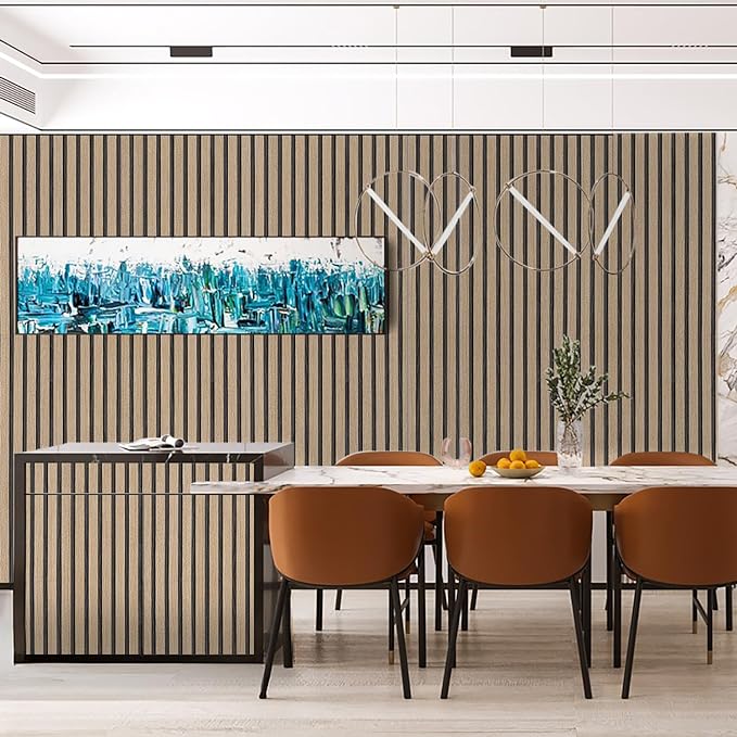 Wood Slat Wallpaper Peel and Stick - 35.4'' x 120'' Self Adhesive Contact Paper for Walls Wood Panels for Wall, Wall Panel, Peel and Stick for Easy DIY Wall Decor (Brown)