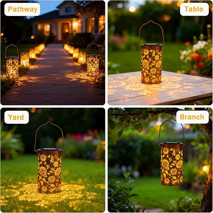 ANYTALK Mothers Day Gifts, Birthday Gifts for Women Mom Grandma, Sunflower Solar Lanterns Outdoor Waterproof, Hanging Solar Lights for Yard, Patio, Porch, Garden Decor