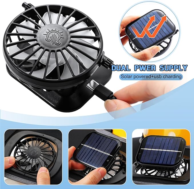 1 Set Sun Hard Hat Shade Full Brim Hard Hat Sun Visor with 2 Solar Fans and Neck Sunshade Cover UV Reflective Strap Arm Sleeves for Construction Workers Outdoor Protection(Black)