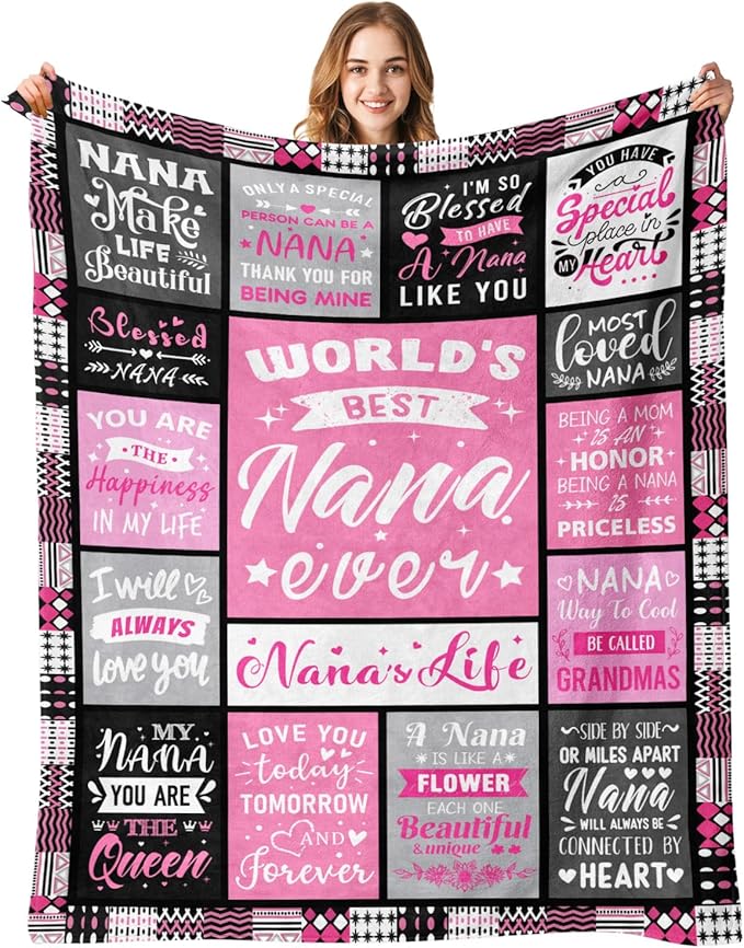 Mothers Day Birthday Gifts for Nana from Granddaughter - World's Best Nana Ever Gifts on Christmas Birthday from Grandkids - Gift for Grandma from Grandchildren - Nanas Life Blanket 50"x60"