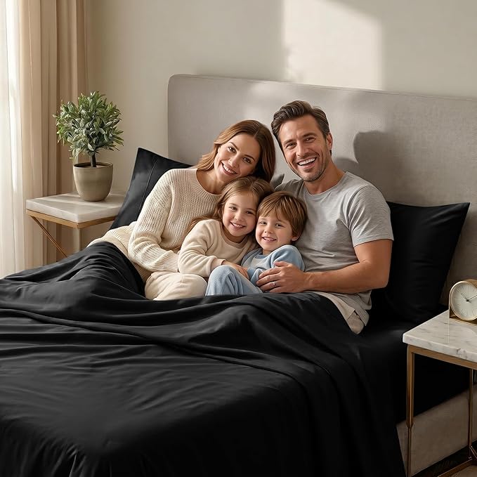 Utopia Bedding King Size Sheet Set – 4 Piece Bed Sheets, Soft and Breathable Microfiber, Includes 1 Fitted Sheet, 1 Flat Sheet and 2 Pillowcases – Oeko Tex (Black)