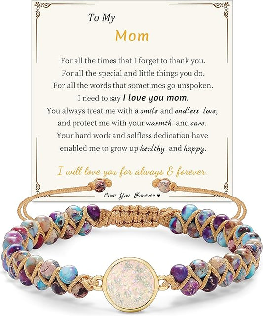 Mothers Day Gifts for Daughter Granddaughter, To My Mom Grandma Wife Girlfriend Sister Jasper Heart Bracelets Birthday Anniversary Christmas Stocking Stuffers Valentines Day Jewelry