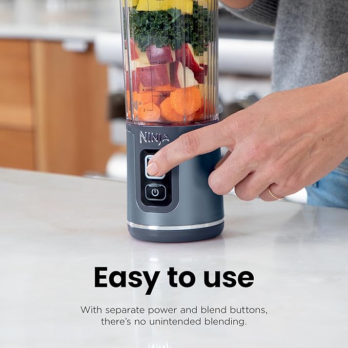 Ninja BC151NV Blast Portable Blender, Cordless, 18oz. Vessel, Personal Blender-for Shakes & Smoothies, BPA Free, Leakproof-Lid & Sip Spout, USB-C Rechargeable, Dishwasher Safe Parts, Denim Blue