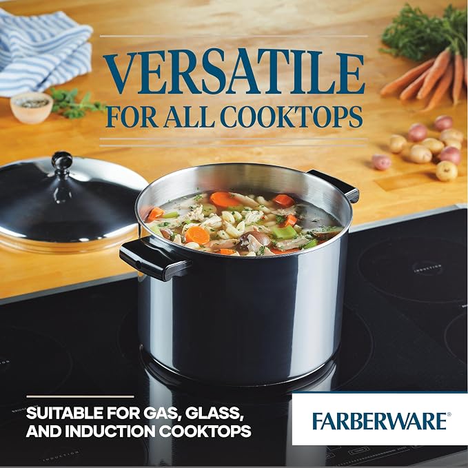 Farberware Classic Series Stainless Steel Stock Pot with Lid, 8-Quart, Silver