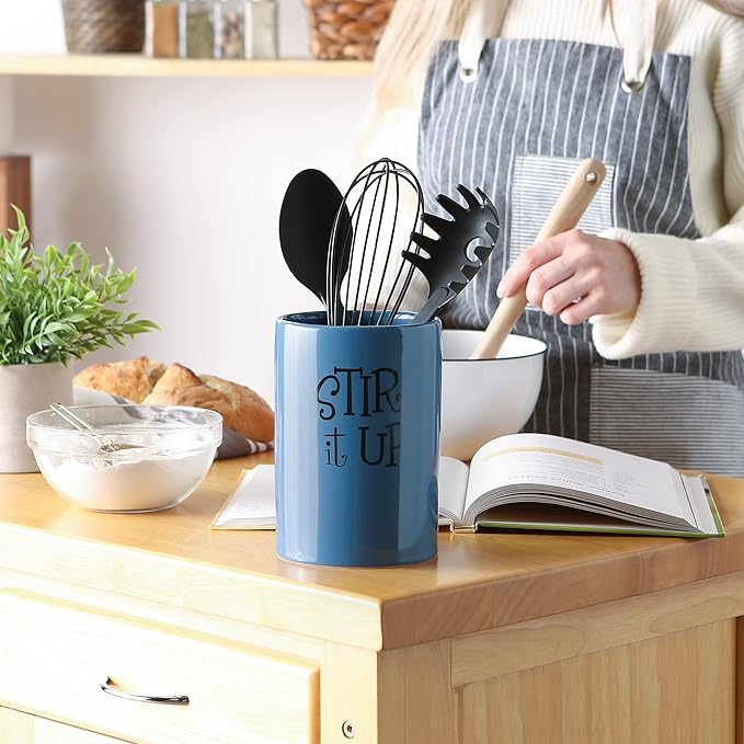 DII Kitchen Accessories Retro Collection, Ceramics, Utensil Holder, Blue