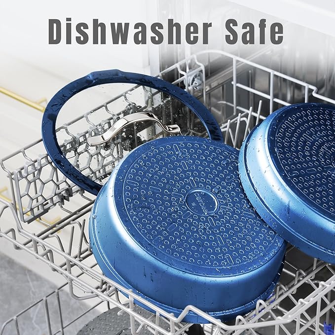 CAROTE 22pcs Pots and Pans Set Non Stick, Nonstick Cookware Set, Dishwasher/Oven/Fridge Safe Pots and Pans, Removable Handle RV Oven Safe Cookware, Induction Kitchen Set, Blue