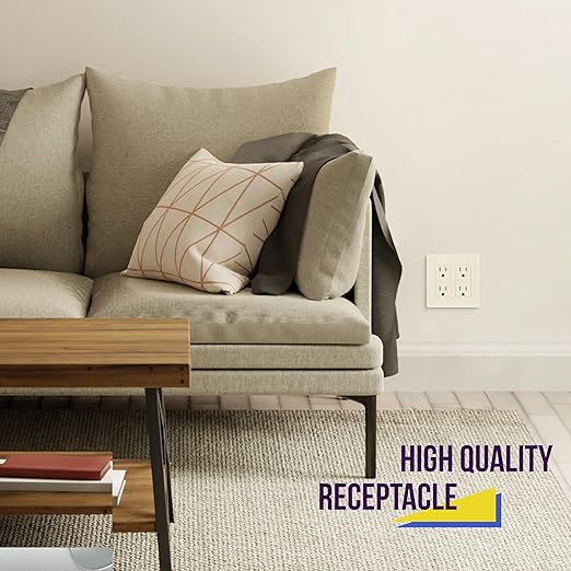 ENERLITES 10 Pack Light Almond Decorator Receptacle, Standard Electrical Wall Outlet, 15A 125V, Self-Grounding, 2-Pole, 3-Wire, 5-15R, UL Listed, 61502-TR-LA, Tamper Resistant