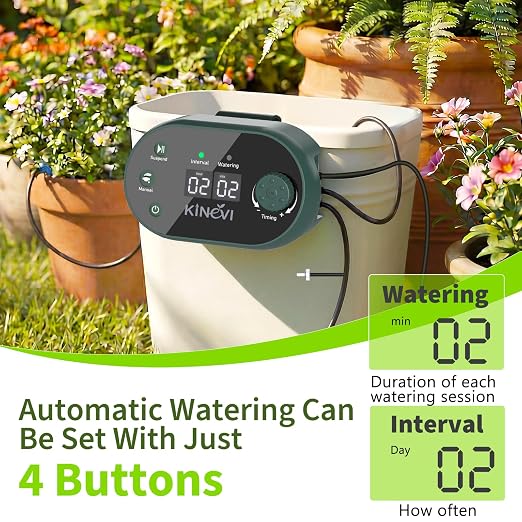 Solar Drip Irrigation System Kit, Auto Plant Waterer for 15 Pots | 3W Solar Powered Automatic Self Watering Device, 22 Programmable Timer Modes, Anti-Siphon, Outdoor Balcony