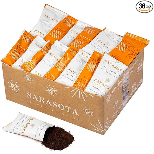 Coffee Packets – Butter Pecan Ground Packs, Gourmet Medium Roast, Low Acid 2oz Pre-Measured Bags for 12-Cup Drip Brewers, Bulk Southern Texas Pecan Single-Pot Pouches, 36 Count