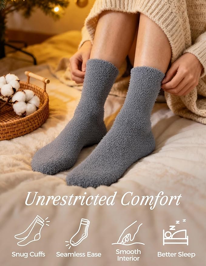 TEHOOK Warm & Cozy Gifts for Women, Fluffy Fuzzy Plush Sleeping Slipper Socks - Soft Warm Fabric
