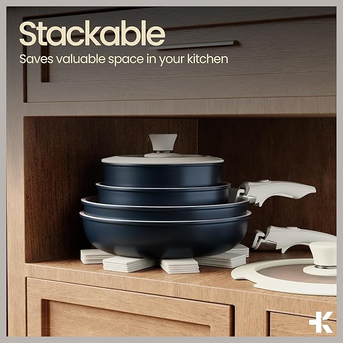 Bakken 17-Piece Ceramic Coated Aluminum Cookware Set, Nonstick Pots and Pans with Lids, Silicone Cooking Utensils & Oven Mitts, All Stovetop Safe Up To 500°F, PTFE & PFAS Free, Dishwasher Safe