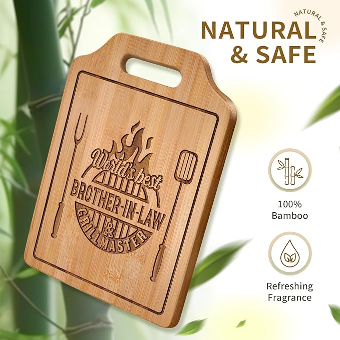 AceThrills Brother in Law Gifts for Brother in Law Christmas Birthday Gifts - Engraved Cutting Board 12.3"L × 8.7"W × 0.4"Th