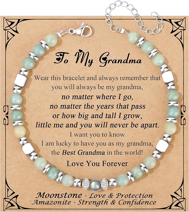 JoycuFF 𝗚𝗶𝗳𝘁𝘀 𝗳𝗼𝗿 𝗪𝗼𝗺𝗲𝗻 𝗠𝗼𝗼𝗻𝘀𝘁𝗼𝗻𝗲 𝗕𝗿𝗮𝗰𝗲𝗹𝗲𝘁 Amazonite Colorful Imperial Jasper Stainless Steel Beads Bracelets, Mothers Day Birthday Christmas Valentines Graduation Gifts