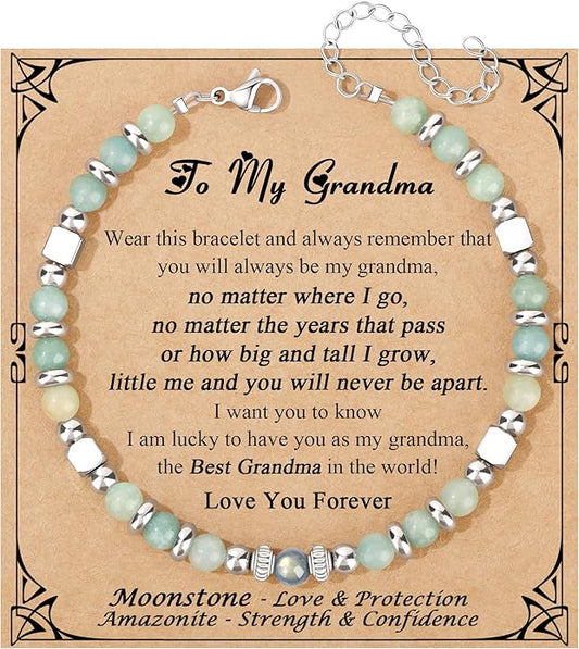 JoycuFF 𝗚𝗶𝗳𝘁𝘀 𝗳𝗼𝗿 𝗪𝗼𝗺𝗲𝗻 𝗠𝗼𝗼𝗻𝘀𝘁𝗼𝗻𝗲 𝗕𝗿𝗮𝗰𝗲𝗹𝗲𝘁 Amazonite Colorful Imperial Jasper Stainless Steel Beads Bracelets, Mothers Day Birthday Christmas Valentines Graduation Gifts