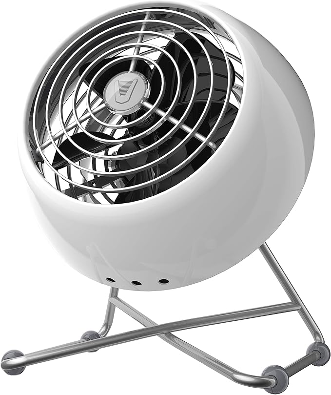 Vornado VFAN™ Mini Modern Personal Desk Fan with 2-Speed Control, Adjustable Tilt, Quiet Metal Air Circulator for Office, Bedroom, Dorm, Compact Desktop Cooling Device, Ice White