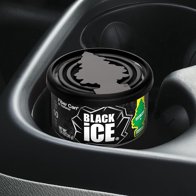 LITTLE TREES Car Air Freshener | Fiber Can Provides Long Lasting Scent for Auto or Home | Recycled Fiber | Black Ice, 4 Air Fresheners