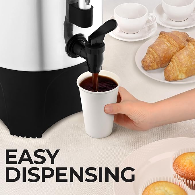 Zulay Commercial 45 Cup Coffee Urn - Stainless Steel Coffee Maker With Twist-Lock Lid & Cool-Touch Handles - Quick Brewing Coffee Maker With Keep Warm Mode For Events & Catering - Silver