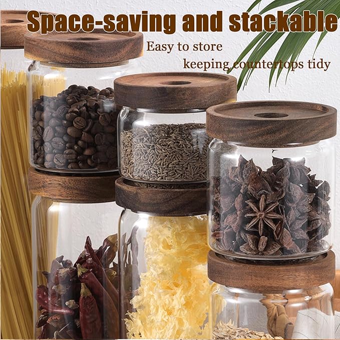 Viovian Glass Storage Jars with Airtight Lids 34 oz Coffee Sugar Decorative Clear Glass Canister Kitchen Wide Mouth Jar for Food Candy Cookie 1000ml