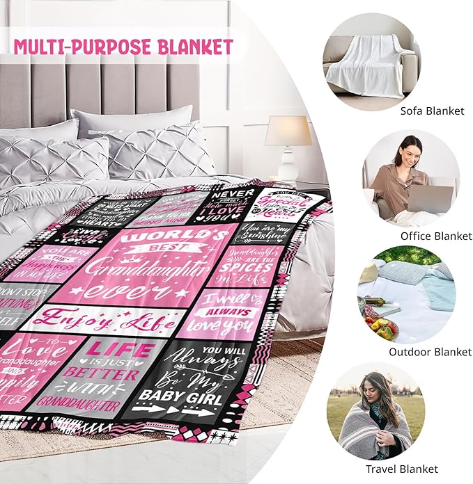 Teen Girl Gifts Trendy Stuff - Birthday Gifts for Granddaughter - World's Best Granddaughter Ever Gifts from Grandma - Graduation Presents for Granddaughters Life Blanket 60"x80"