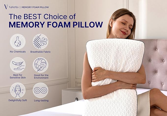 Cooling Gel Memory Foam Pillow - 2-Pack - King Size Bed Pillows For Sleeping - Firm Pillow - Back, Stomach and Side Sleeper Pillow - Shoulder & Back Pain Relief - Washable , Bamboo Viscose Cover