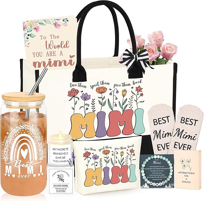 DOGMEM Mimi Mothers Day Gifts, Mimi Gift for Grandma, Mothers Day Gifts for Mimi Grandma Gift Set Ideas Grandma Birthday Gift