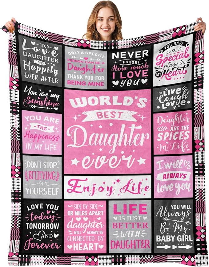 Daughter Mothers Day Birthday Gifts from Mom Dad - World's Best Daughter Ever Gifts - Teen Girl Gifts Trendy Stuff - Graduation Presents for Daughters Adult - Daughters Life Blanket 60"x80"