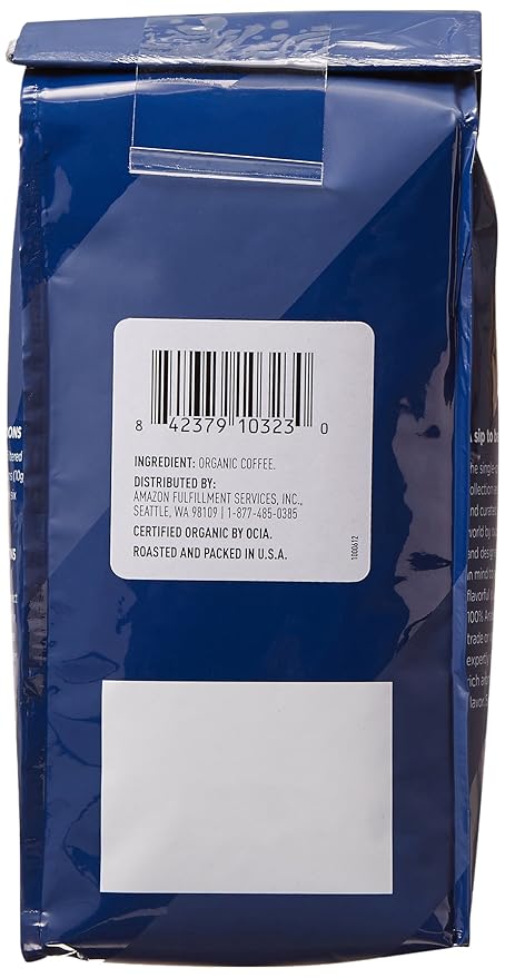 Amazon Fresh Organic Fair Trade Sumatra Whole Bean Coffee, Dark Roast, 12 Ounce (Pack of 2)