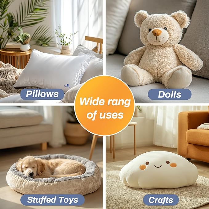 RAINFLOW 5.3oz Polyester Premium Fiber Fill - Polyester Fiber Fill,Soft and Resilience,Stuffing for Pillow,Small Dolls,Cushion,Craft and Stuffed Animals,pp Cotton Stuffing for DIY Craft,Recyclable