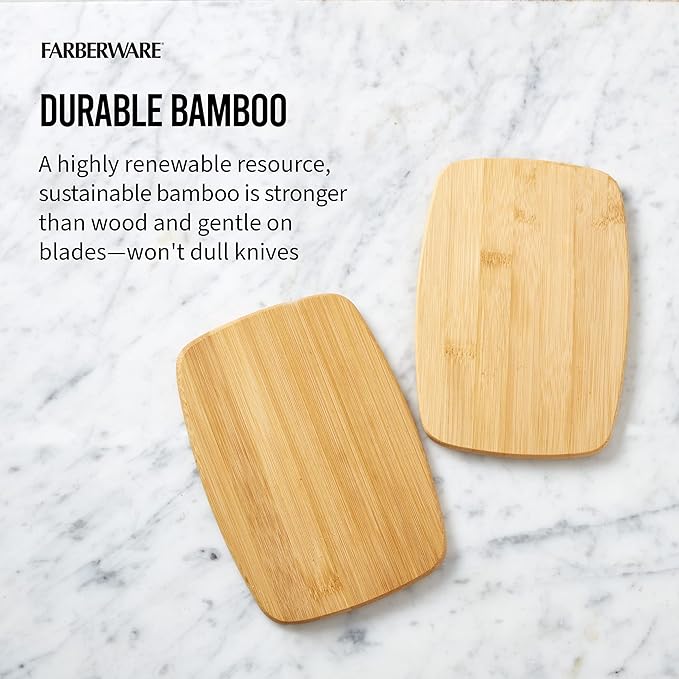 Farberware 4-Piece Bamboo Cutting Board Set - Reversible Boards for Chopping, Slicing, Charcuterie and Meal Prep - Kitchen Essential, Housewarming or Back-to-School Gift