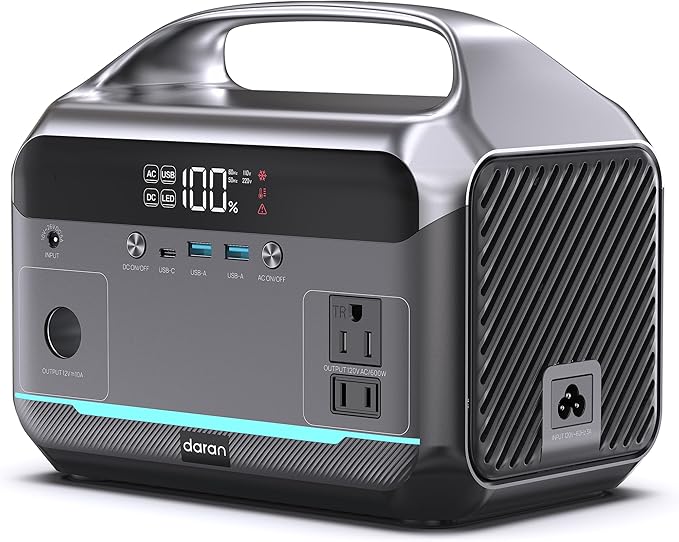 Portable Power Station 600W, 288Wh LiFePO4 Battery Solar Generator, Power Bank with AC Outlet 110V/ 1200W Surge, PD 100W Output Fast Charging for Outdoors Camping, Home Emergency, Hunting Blackout