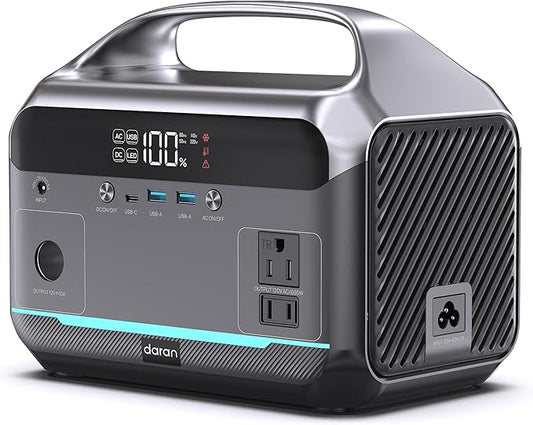 Portable Power Station 600W, 288Wh LiFePO4 Battery Solar Generator, Power Bank with AC Outlet 110V/ 1200W Surge, PD 100W Output Fast Charging for Outdoors Camping, Home Emergency, Hunting Blackout